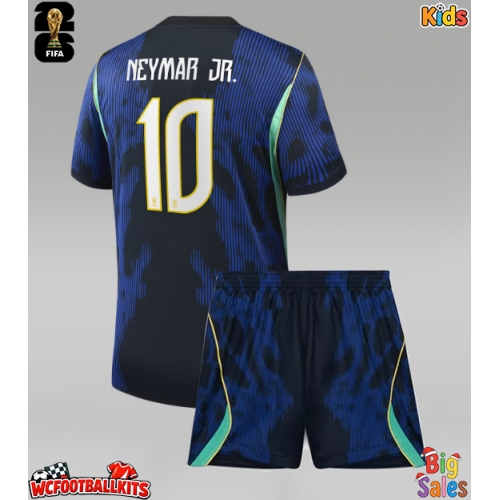 Brazil Neymar Jr #10 Replica Away Stadium Kit for Kids World Cup 2026 Short Sleeve (+ pants)